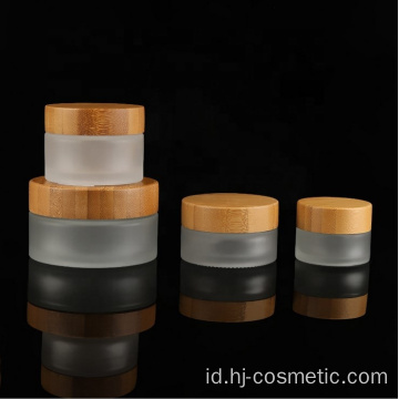 100g bambu kosong kosmetik tutup botol kaca buram / botol lotion kosmetik / botol kosmetik dan guci